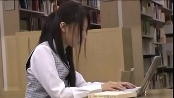 Japanese student f. orgasm and sex in library