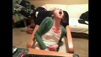 Great orgasm of my kinky sister at PC
