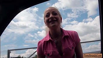 Blonde teen Brooke Lee hitchhikes and banged hard in public