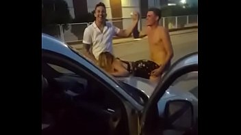 Public Threesome Party Blowjob and Pussy Pounding hardcore