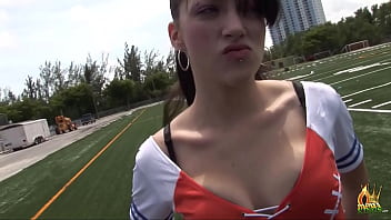 Sexy Latin teen loves to suck and rides big cock in the open air