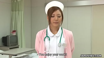 Stunning Japanese nurse gets creampied after being roughly pussy pounded