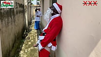 Christmas came earlier for naïve 18yo press girl on Hijab as Santa gave her hot Fuck outside the compound while she tries the new school camera (Watch hot full videos on RED)